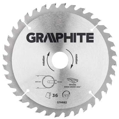 Graphite tarcza do drewna 205mm 36 zębów widia 57H682