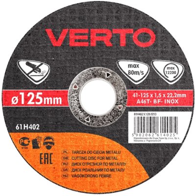 Verto Tarcza do cięcia metalu 125x1.5x22mm, , 61H402