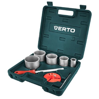 VERTO Otwornice wolframowe 32-83 mm, zestaw 5 szt. + pilnik 60H900