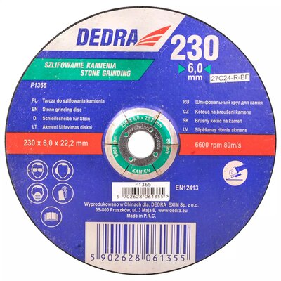Dedra Tarcza do szlifowania kamienia F1365 230 x 6.0 x 22.2 wypukła