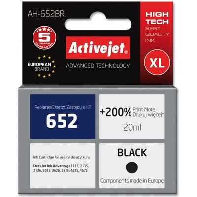 ActiveJet Wkład atramentowy AH-652BR Zamiennik HP 652 F6V25AE) AH-652BR Zamiennik HP 652 F6V25AE) (AH-652BR Zamiennik HP 652 (F6V25AE))