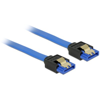 Delock Kabel SATA 6Gb/s 50cm metalowe zatrzaski) niebieski (84979)