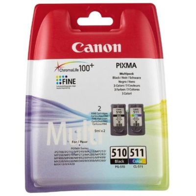 Canon Zestaw tuszy Canon 2970B010 (oryginał PG510/CL511 PG-510/CL-511; 2 x 9 ml; czarny, kolor)