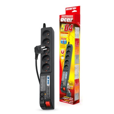 HSK Data (Acar/Axon) ACAR 504W - listwa przeciwprzepięciowa 1.9 m czarna (ALP-ACAR504W---0N)