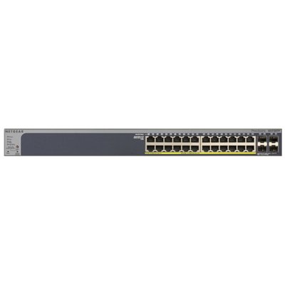 Netgear GS728TP-200EUS 28-Port Gigabit Smart Managed Pro portowe przełączniki PoE + i 4 SFP ports Czarny GS728TP-200EUS