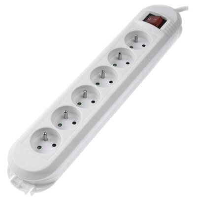 Hama Comfort 6GN biały 44121926 Listwa zasilająca + wyłącznik 3m 44121926
