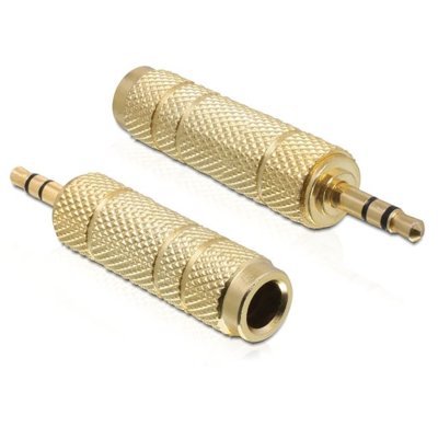 Delock Adapter Jack M/F 3,5mm -> 6,35mm stereo metalowy 65360