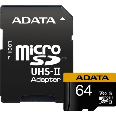 ADATA microSDXC Premier One Class 10 64GB + adapter (AUSDX64GUII3CL10-CA1)