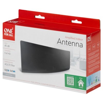 One For All Antena RTV antena wewnętrzna SV 9430 ze wzmacniaczem 45 dB, do 25 km (SV9430)