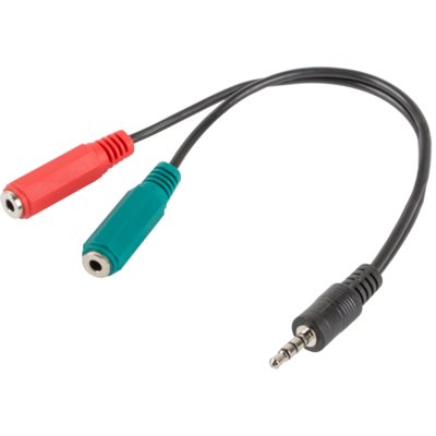 LANBERG ADAPTER JACK STEREO MINI(M)4-PIN->JACK MINI(F) X2 (SŁUCHAWKI+MIKROFON) NA KABLU 20CM CZARNY LANBERG