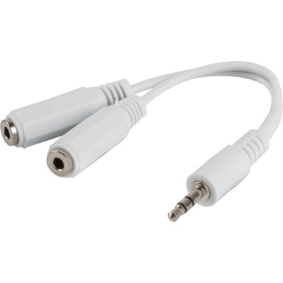 LANBERG LANBERG Adapter Jack (M) -> Jack (F)x2 10cm biały AD-0024-W