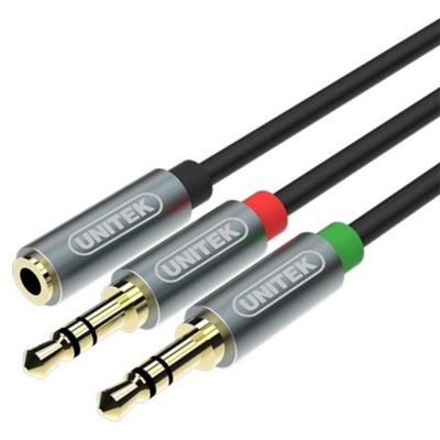 Unitek miniJack 3,5mm F 2x 3,5mm M Y-C957ABK