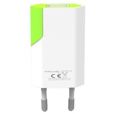 Techly Ładowarka sieciowa Slim USB 230V-5V,1A biało-zielona 100044