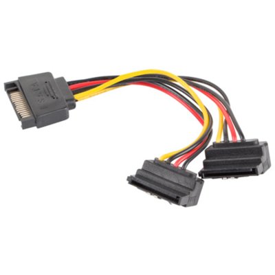 LANBERG LANBERG Kabel SATA zasilający SATA 90x2 M/F 15cm (CA-SASA-10CU-0015)