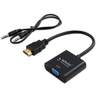 Elmak Kabel adapter Savio CL-23/B HDMI VGA KKS8KPBV0200