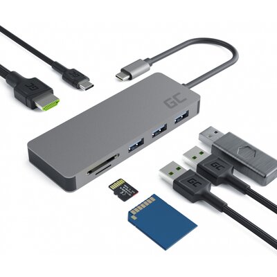 Green Cell HUB USB-C Green Cell HDMI 4K DEX SD & MicroSD card slot USB 3.0 AKG4UBH00010