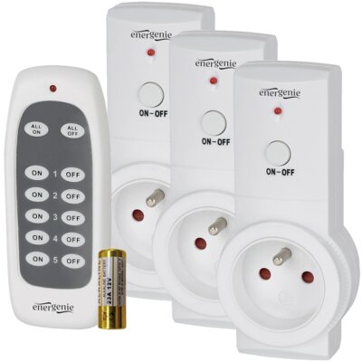 Energenie Listwa zasilająca zestaw 3 inteligentnych gniazdek sterowanych pilotem Gniazda PL 16A EG-SSWS3F-01