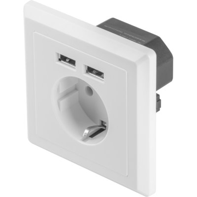 LANBERG Gniazdo podtynkowe 230V pojedyncze + 2x USB 2.1 A schuko SPL1OKGX0020