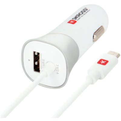Skross ŁADOWARKA SAMOCHODOWA ZAPALNICZKA 12V/24V->1XUSB 5V 1A NA KABLU MICRO USB BIAŁA 2.900617