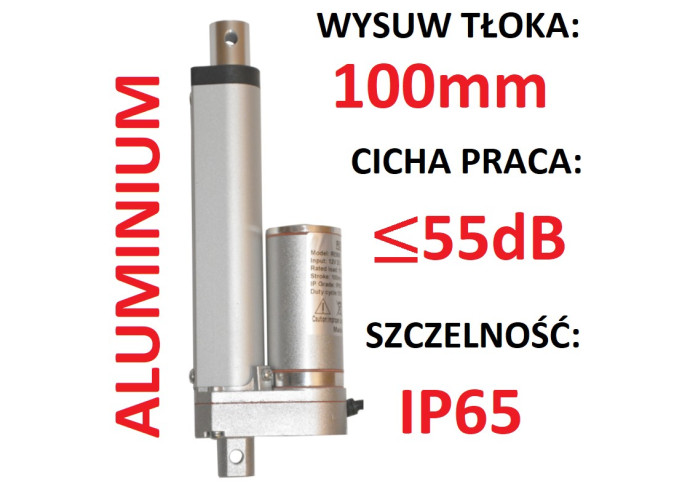 SIŁOWNIK ELEKTRYCZNY 24V SILNIK LINIOWY 100mm 1000N