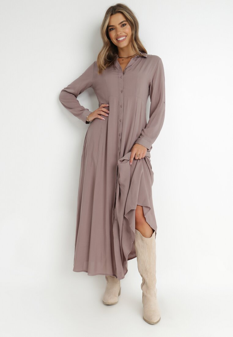 Ciemnobeżowa Sukienka Controllable