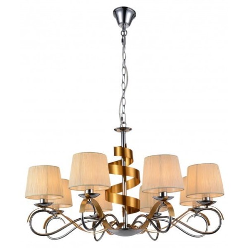 Candellux DENIS Lampa wisząca Żyrandol Chrom/złoty 8x40W E14 38-23469