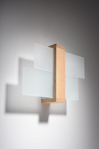 Sollux Lighting Kinkiet FENIKS 1 naturalne drewno PEACH PUFF