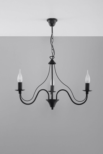 Sollux Lighting Żyrandol MINERWA 3 czarny