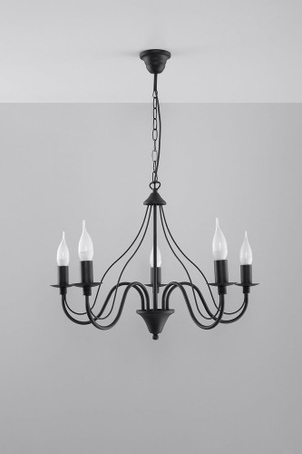 Sollux Lighting Żyrandol MINERWA 5 czarny