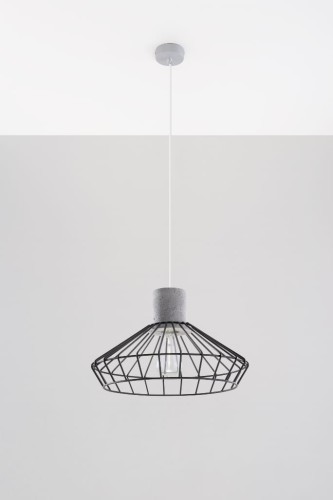 Sollux Lighting Druciana LAMPA wisząca SL.287 industrialna OPRAWA zwis druciak beton cement czarny szary