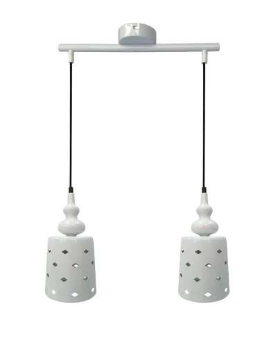 Candellux LAMPA wisząca HAMP 32-51929 metalowa OPRAWA listwa wzorki biała