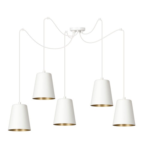 Emibig Link lampa wisząca 5-punktowa biała/złota 456/5 456/5