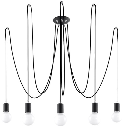 Sollux Lighting Żyrandol EDISON 5 czarny NICKEL