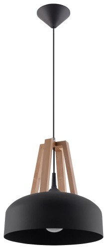 Sollux Lighting Lampa wisząca CASCO czarna/naturalne drewno
