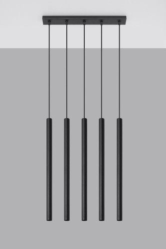 Sollux Lighting Lampa wisząca PASTELO 5 czarna