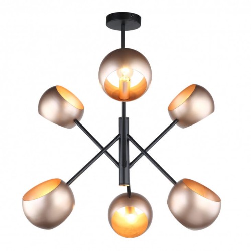 Italux Lampa wisząca Cavazza 6 x 40 W E14 black/gold MDM-3690/6 BK+GD