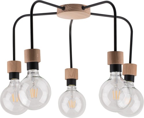 Spotlight Eclat Plafon oprawa sufitowa 5x60W E27 czarny/dąb 5834574