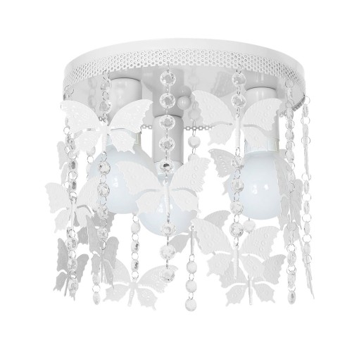 Milagro Plafon LAMPA sufitowa ANGELICA 1164 okrągła OPRAWA dziecięca motylki crystal białe 1164