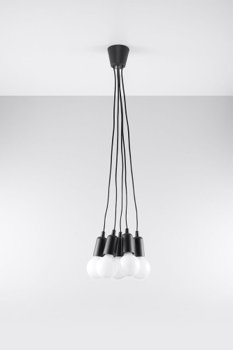 Sollux Lighting Lampa wisząca DIEGO 5 czarna NICKEL