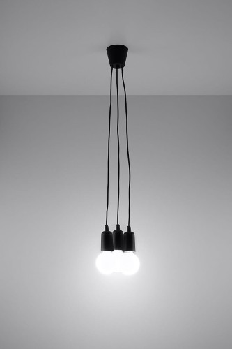Sollux Lighting Lampa wisząca DIEGO 3 czarna NICKEL