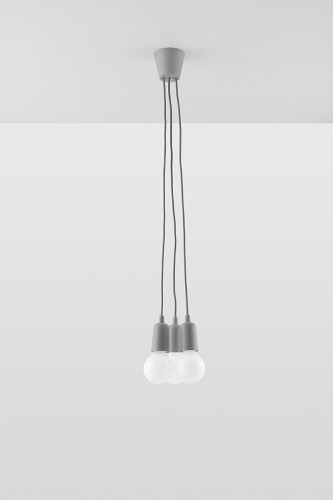 Sollux Lighting Lampa wisząca DIEGO 3 szara NICKEL