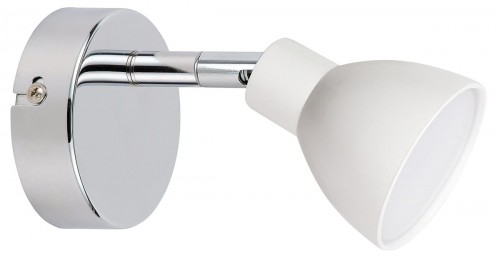 Candellux Lighting ROY 91-67524 pojedynczy kinkiet z białym kloszem LED chromowany nad lustro do sypialni jadalni 91-67524