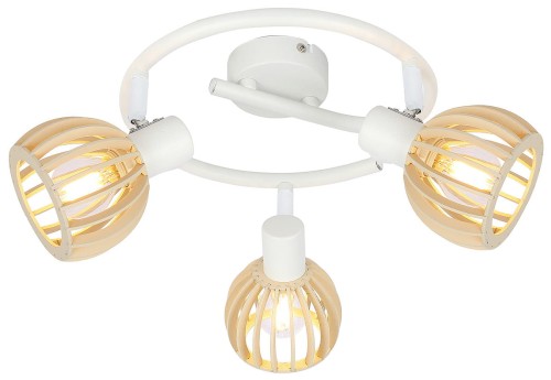 Candellux Lampa sufitowa reflektorek ATARRI PLAFON SPIRALA 3X25W E14 BIAŁY+DREWNO 98-68125