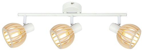 Candellux Lampa sufitowa reflektorek ATARRI PLAFON LISTWA 3X25W E14 BIAŁY+DREWNO 93-68095
