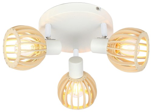 Candellux Lampa sufitowa reflektorek ATARRI PLAFON 3X25W E14 BIAŁY+DREWNO 98-68118
