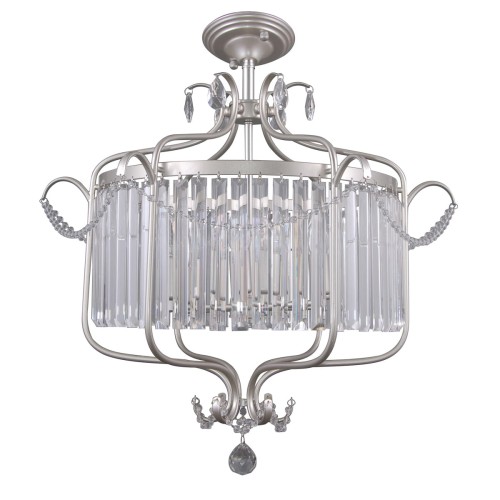 Italux Plafon LAMPA sufitowa RINALDO PNPL-33057-6B-CH.S glamour OPRAWA metalowa okrągła crystal kryształki srebrna szampańska PNPL-33057-6B-CH.S