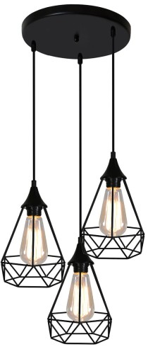 Candellux Lighting żyrandol loft 3 GRAF 33-62918 czarna lampa wisząca kaskadowa industrialna do pokoju E27 33-62918