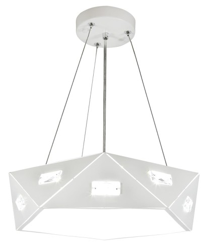 Candellux Lighting biała lampa sufitowa NEMEZIS 31-59147 metalowy żyrandol z kryształkami do sypialni w stylu glamour