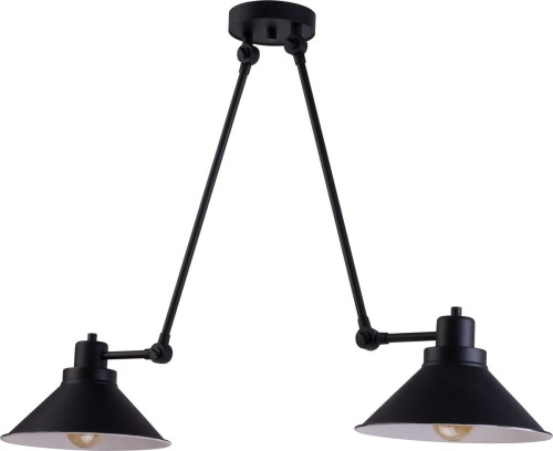 Nowodvorski LAMPA wisząca TECHNO 9143 metalowa OPRAWA industrialna okrągła na wysięgniku czarna biała 9143