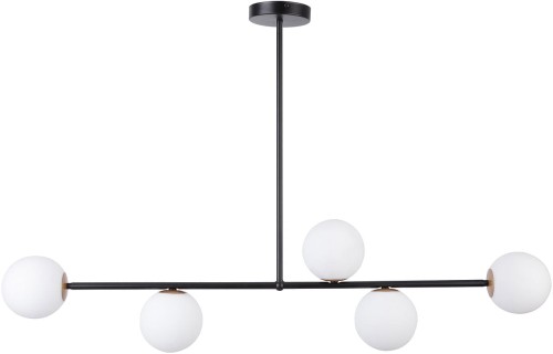 Sigma minimalistyczny czarny żyrandol 33186 GAMA lampa sufitowa do kuchni podłużna klosze białe kule 33186